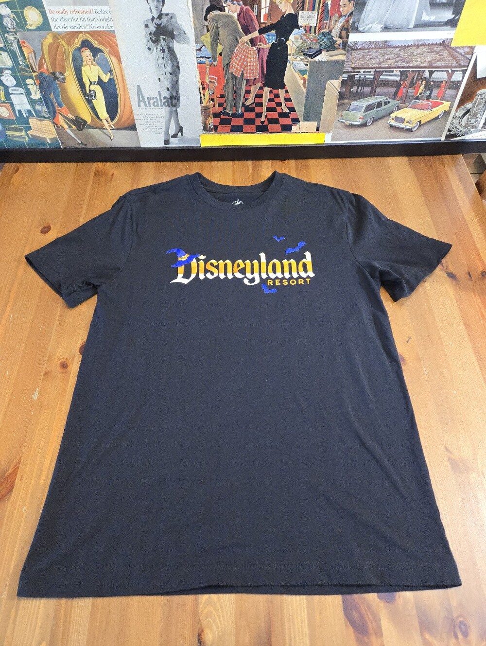 Disneyland Candy Corn Logo Black Tee with Orange, White & Purple Accents Size M